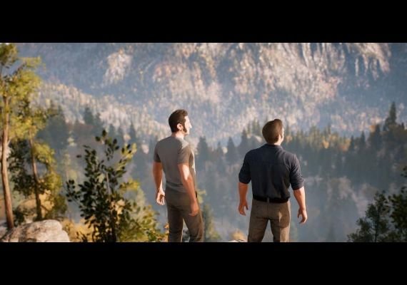 A Way Out: Thrilling Co-op Adventure Escape The image showcases the two protagonists, Leo and Vincent, from the co-op video game "A Way Out." They are standing in a gritty, prison-like setting, highlighting the game's central theme of a daring escape.