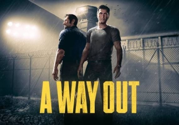 A Way Out: Thrilling Co-op Adventure Escape The image showcases the two protagonists, Leo and Vincent, from the co-op video game "A Way Out." They are standing in a gritty, prison-like setting, highlighting the game's central theme of a daring escape.