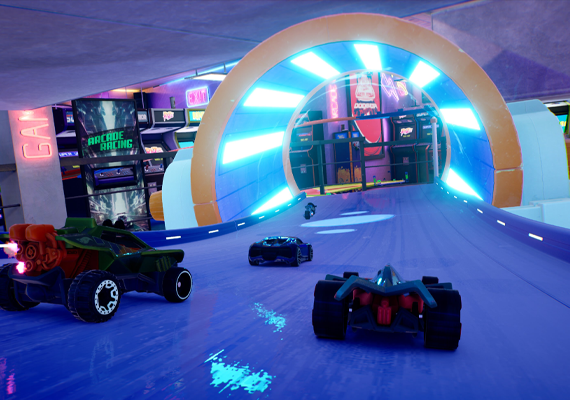 Experience the thrill of Hot Wheels Unleashed 2 - Turbocharged, the follow-up to the highly praised racing title, where you can race miniaturized vehicles on tracks set in unexpected locales like a home's living room, a mini-golf course, and a backyard. Experience the thrill of Hot Wheels Unleashed 2 - Turbocharged, the follow-up to the highly praised racing title, where you can race miniaturized vehicles on tracks set in unexpected locales like a home's living room, a mini-golf course, and a backyard.