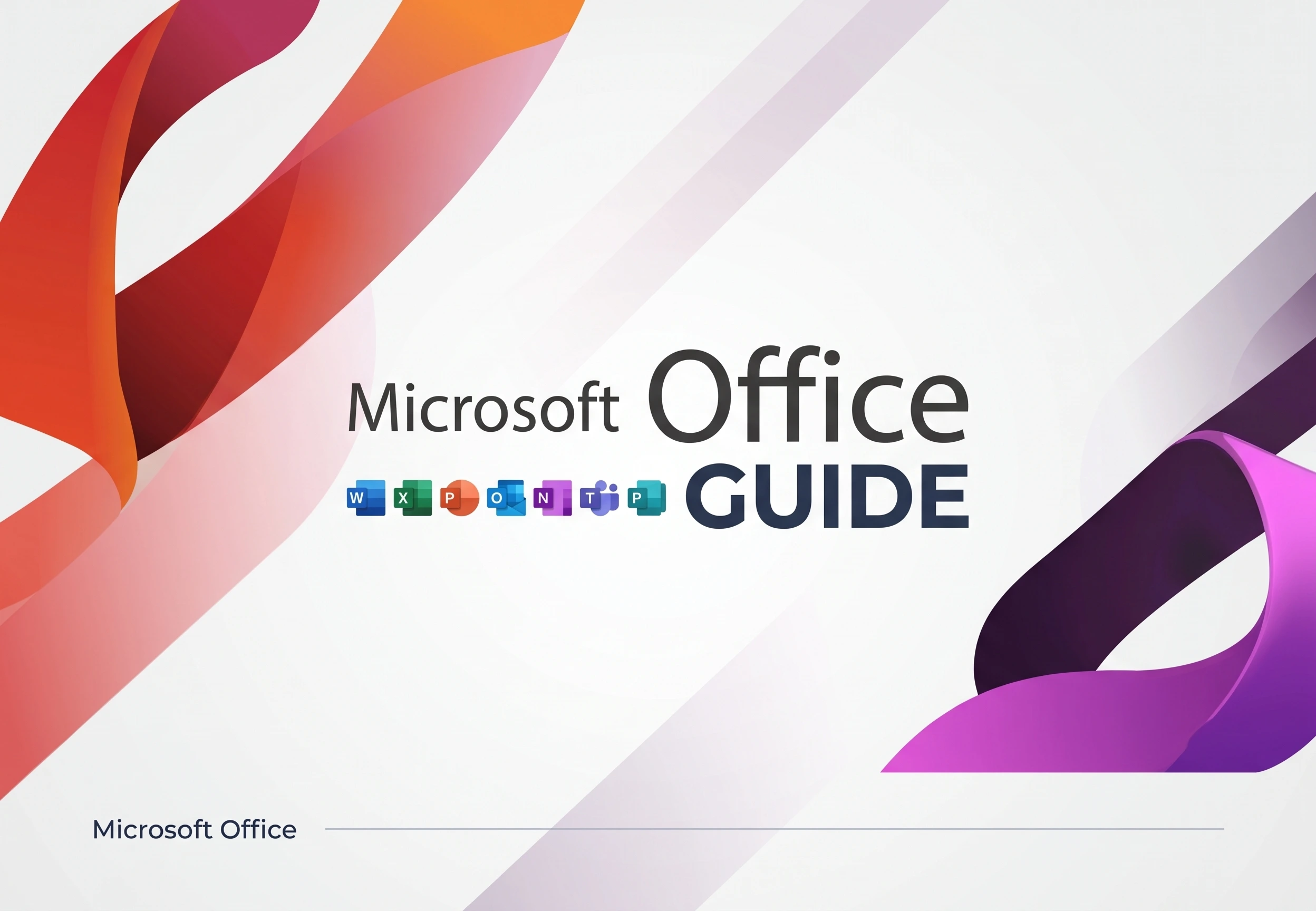 Microsoft Office guide cover with Word, Excel, PowerPoint and Outlook icons