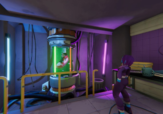 "Anger Foot" The Ultimate Kick A dynamic image depicting a character kicking doors and fighting enemies with their foot in a futuristic, neon-lit city. The game's title, "ANGER FOOT," is prominently displayed in bold, colorful letters.